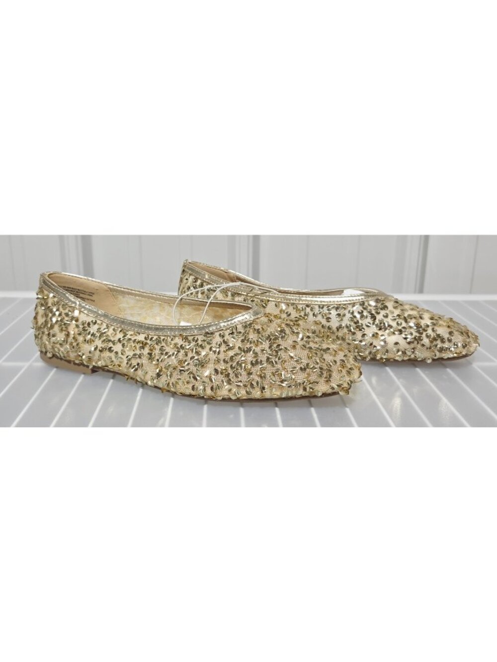 A New Day Sammie Champagne Gold Sequin Adorned Dressy Flats - Women's Size 8.5